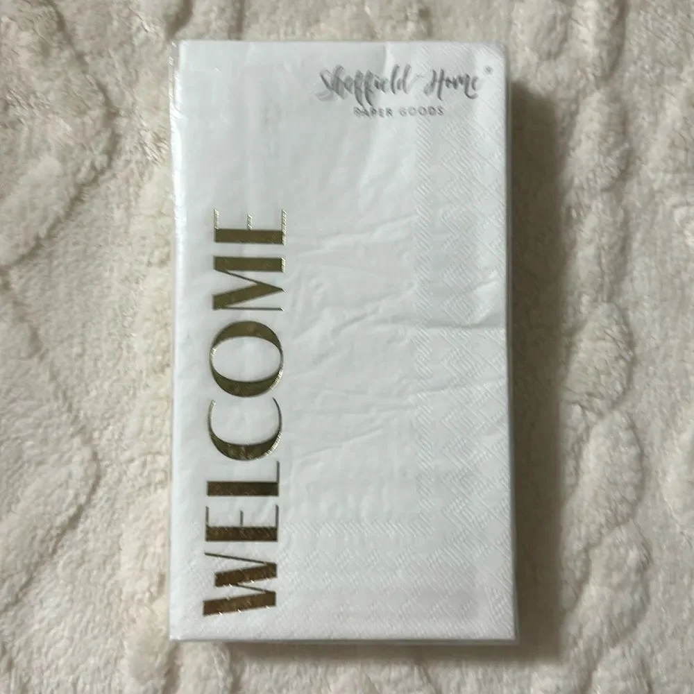 Sheffield Home WELCOME White Gold Guest Paper Towel Napkins 32 Count